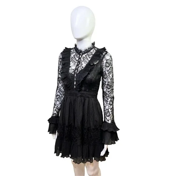 Black Lace Trimmed Dress - Picture 2 of 13